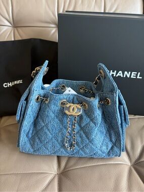 CHANEL 25 Mini Hobo Bag in Denim (26A Metiers D’Art) Brand New!